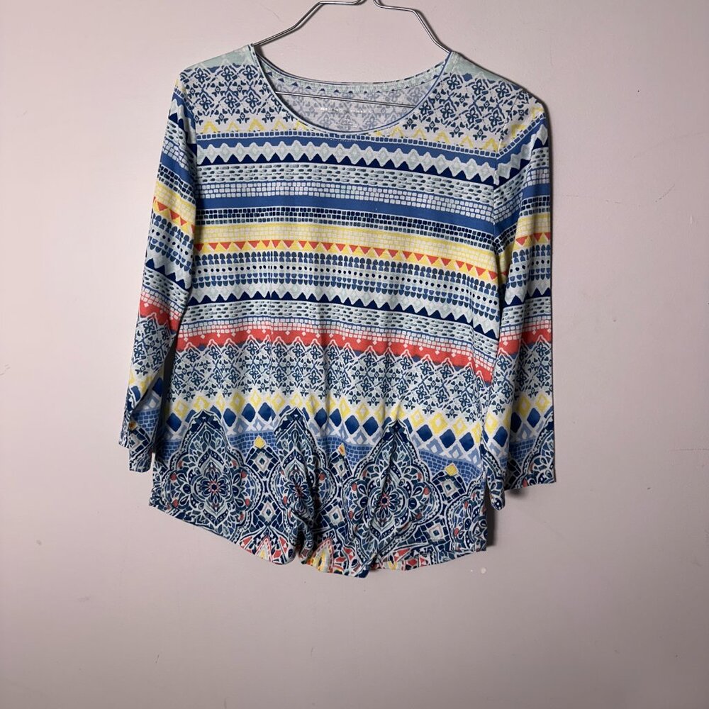 EUC Allison Daley Womens Petite Small PS Shirt Blouse 3/4 Sleeves